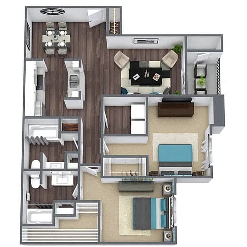 Floor plan B1: 2 Bed 2 Bath