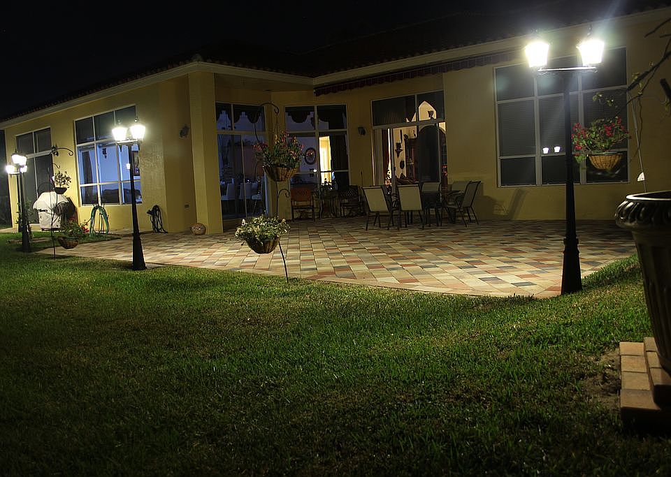 view from the yard at night