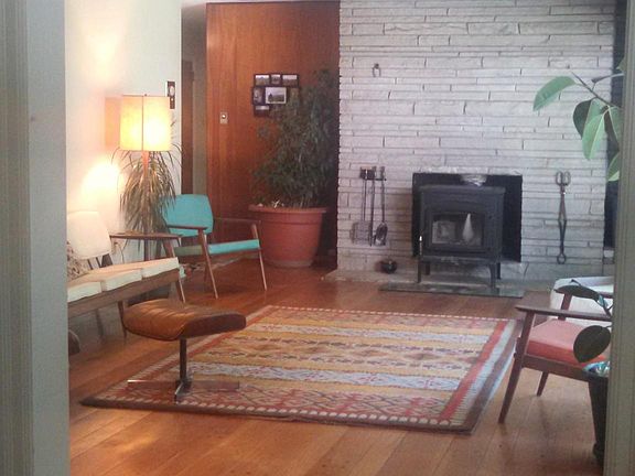 Living Room with Wood Burning Insert