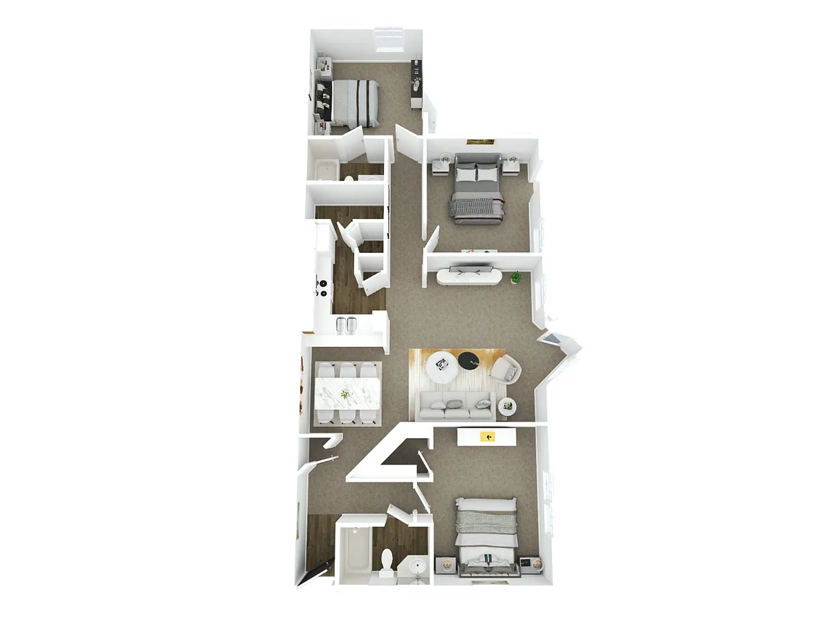 Floor plan 3BR - 2BTH + Patio