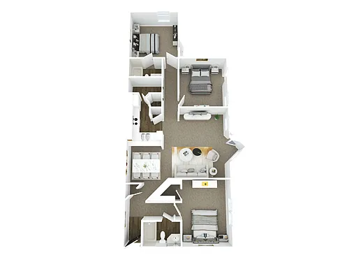 Floor plan 3BR - 2BTH + Patio