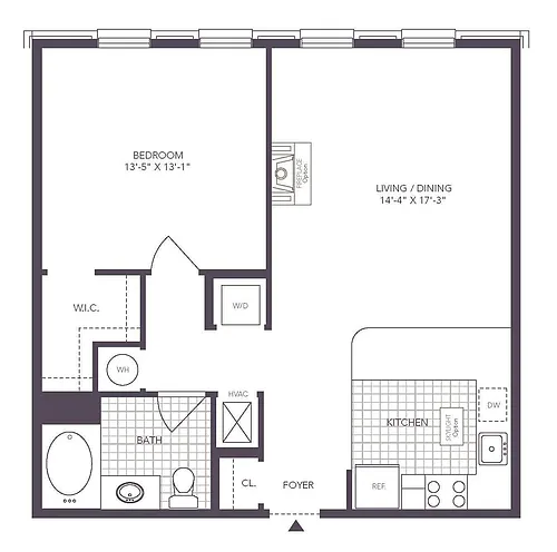 Floor plan 1 Bed/ 1 Bath