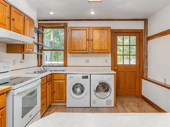 Oak kitchen cabinets.
