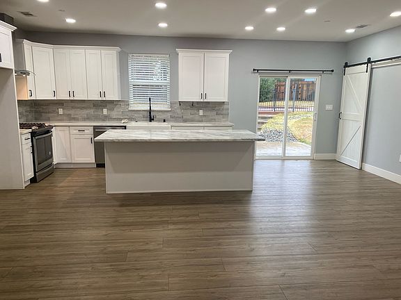 Shot of kitchen facing back yard