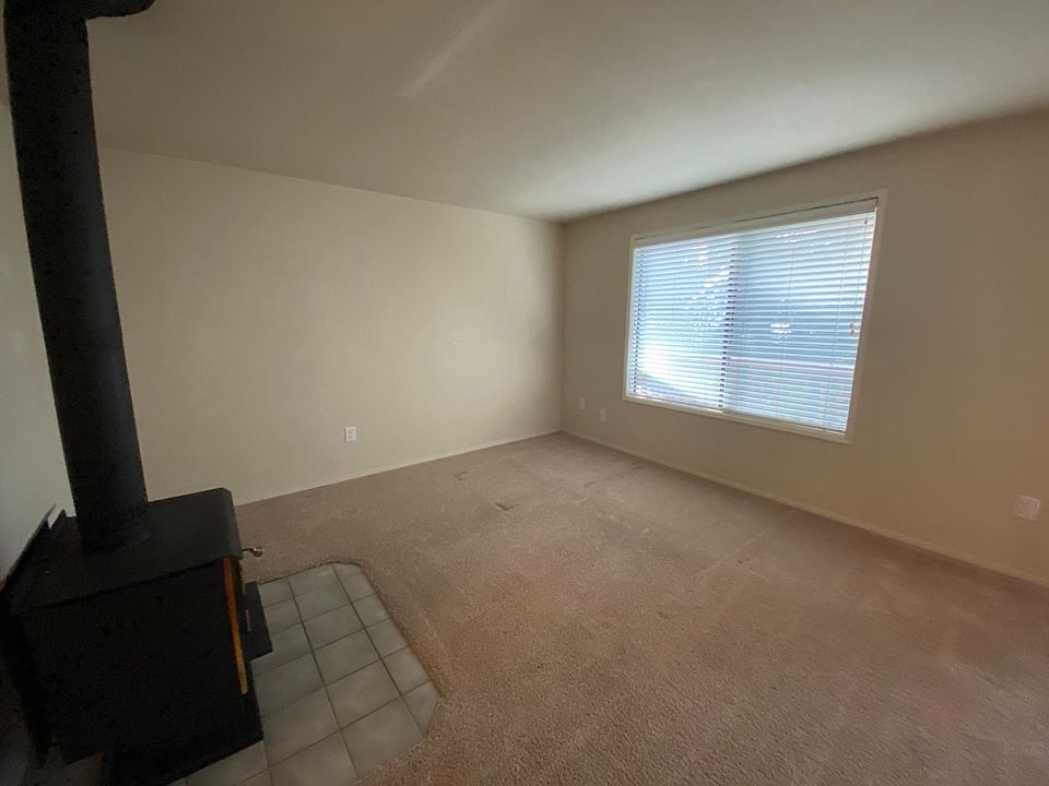 Wood stove in living room adds to coziness