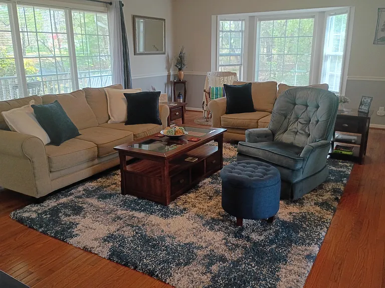 The living room provides a comfortable restful area as you unwind from your day.