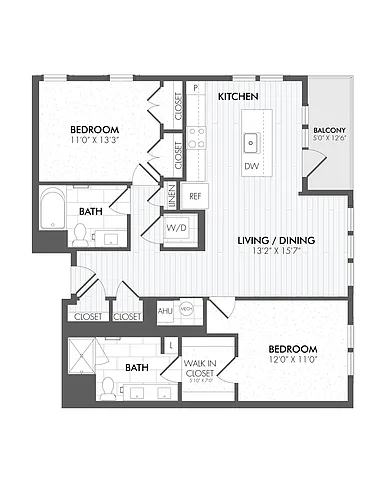Floor plan 2 Bed/2 Bath-B4