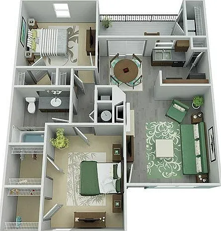 Grenache Floorplan, Two bedroom, One Bath Grenache Floorplan, Two bedroom, One Bath