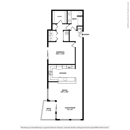 Floor plan 1 Bed/1 Bath-Vue
