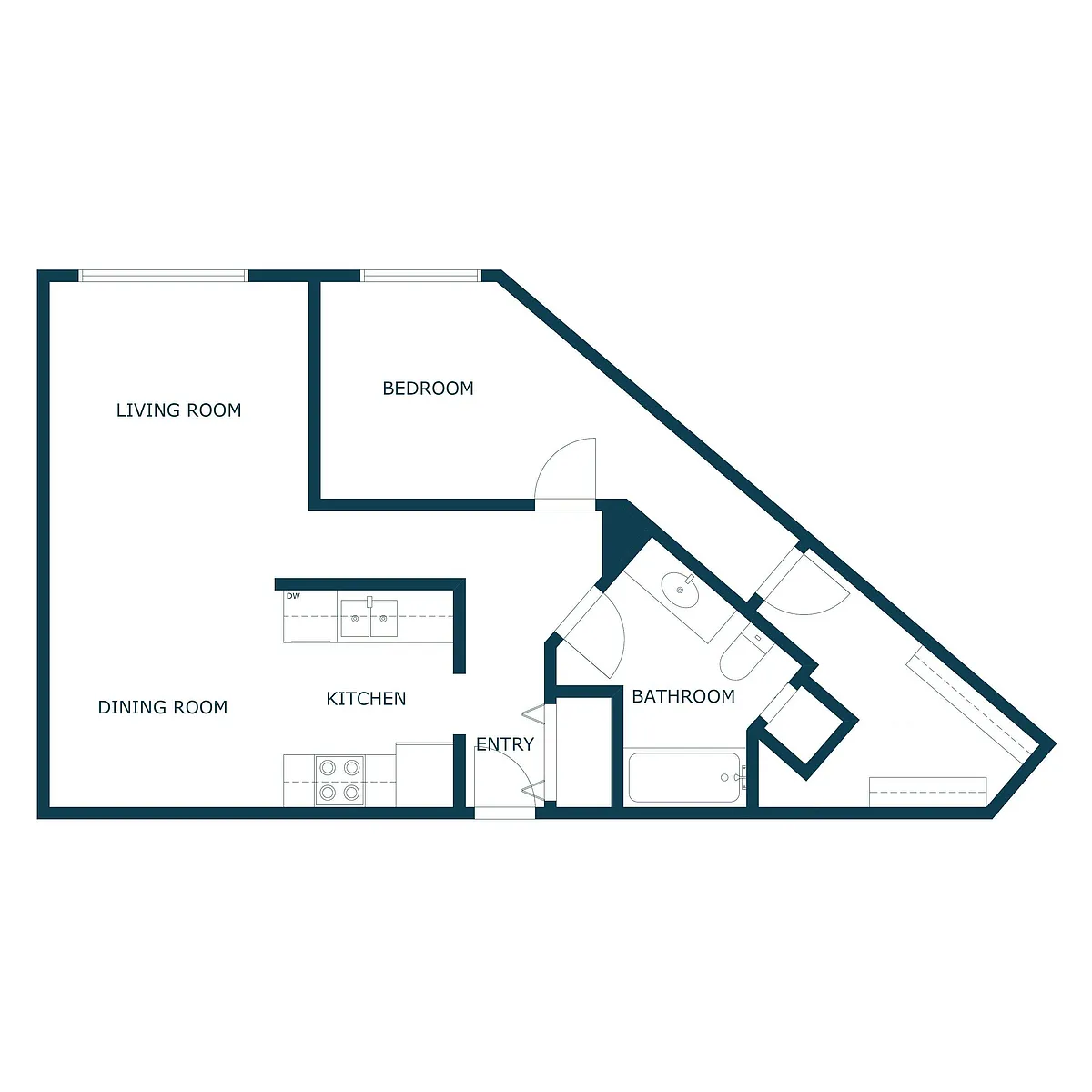 Floor plan One Bedroom 11D