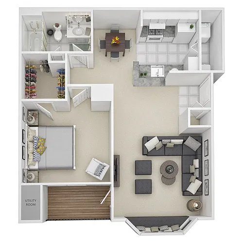 Floor plan 1 Bed 1 Bath - A2