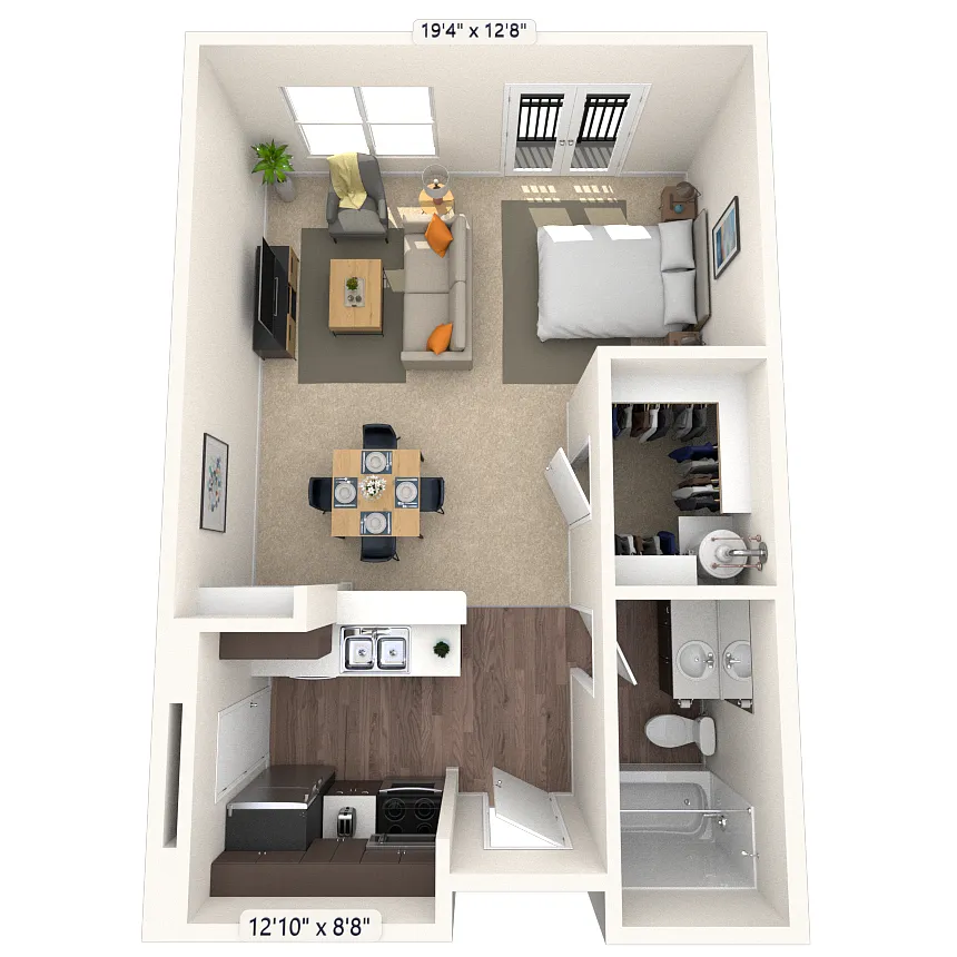 Floor plan Studio 0x1 483-890 SF