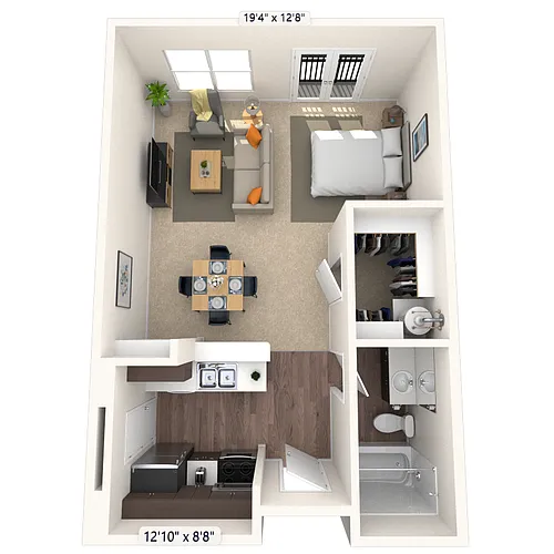 Floor plan Studio 0x1 483-890 SF