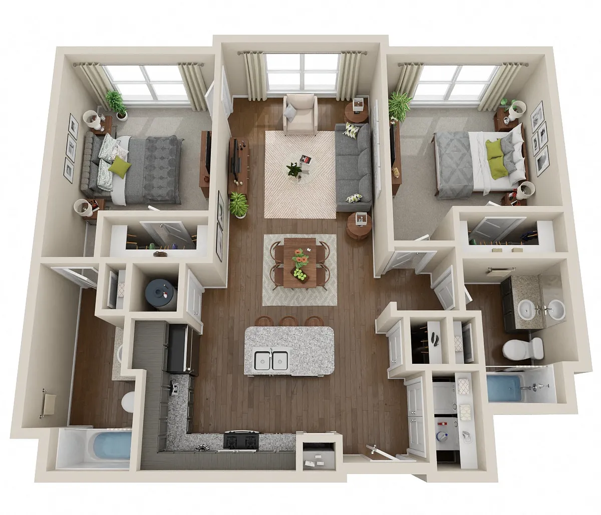 Floor plan Phase I 2 Bedroom, 2 Bath
