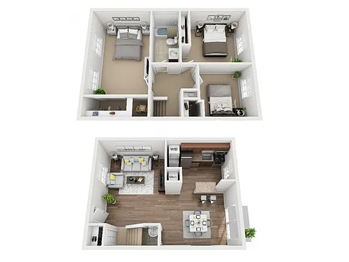 Floor plan 3 Bed Deluxe 1.5 Bath Townhome