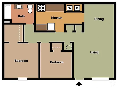 Floor plan 2 Bedroom 1 Bath