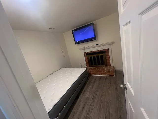 Bed room with Queen Bed, Flat Screen TV and Fire Place