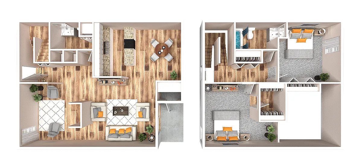 Floor plan Two Bedroom Townhome