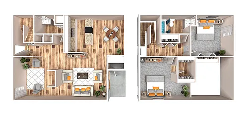 Floor plan Two Bedroom Townhome