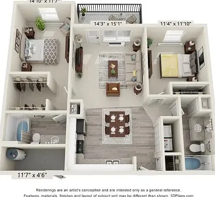 2 bed 2 bath floorplans
*some floorplans and sizes vary*