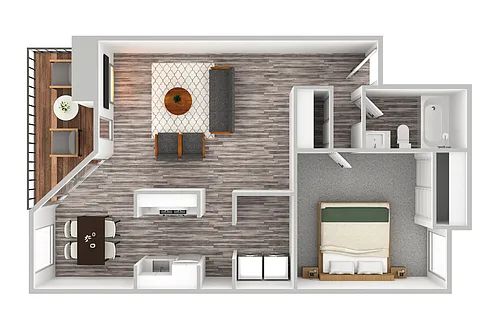 Floor plan 1BD, 1BTH B