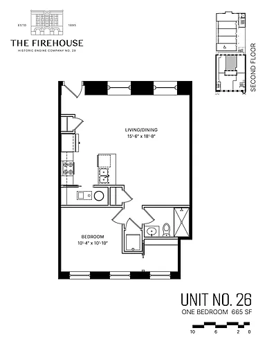 Floor plan 1 Bedroom Historic Center