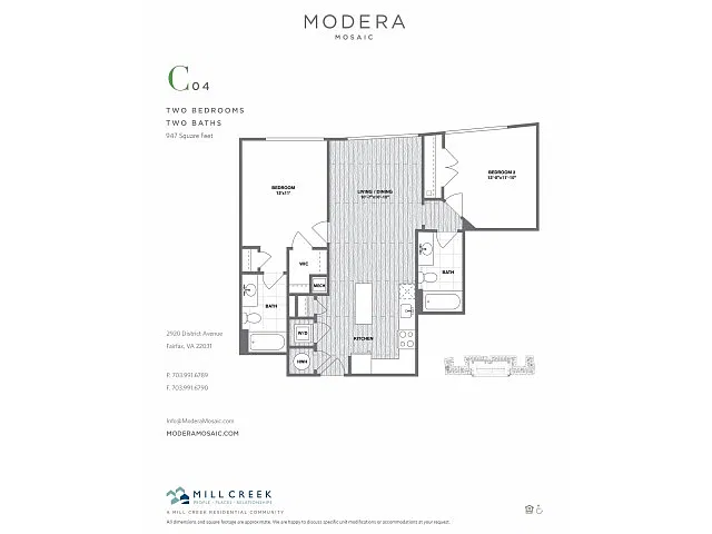 Floor plan C04 - Two Bedroom Two Bath