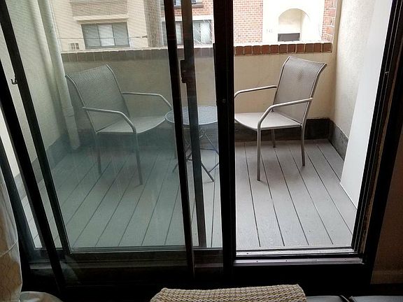 The front balcony looks out to 12th Street. We are between Lombard and South Streets.
