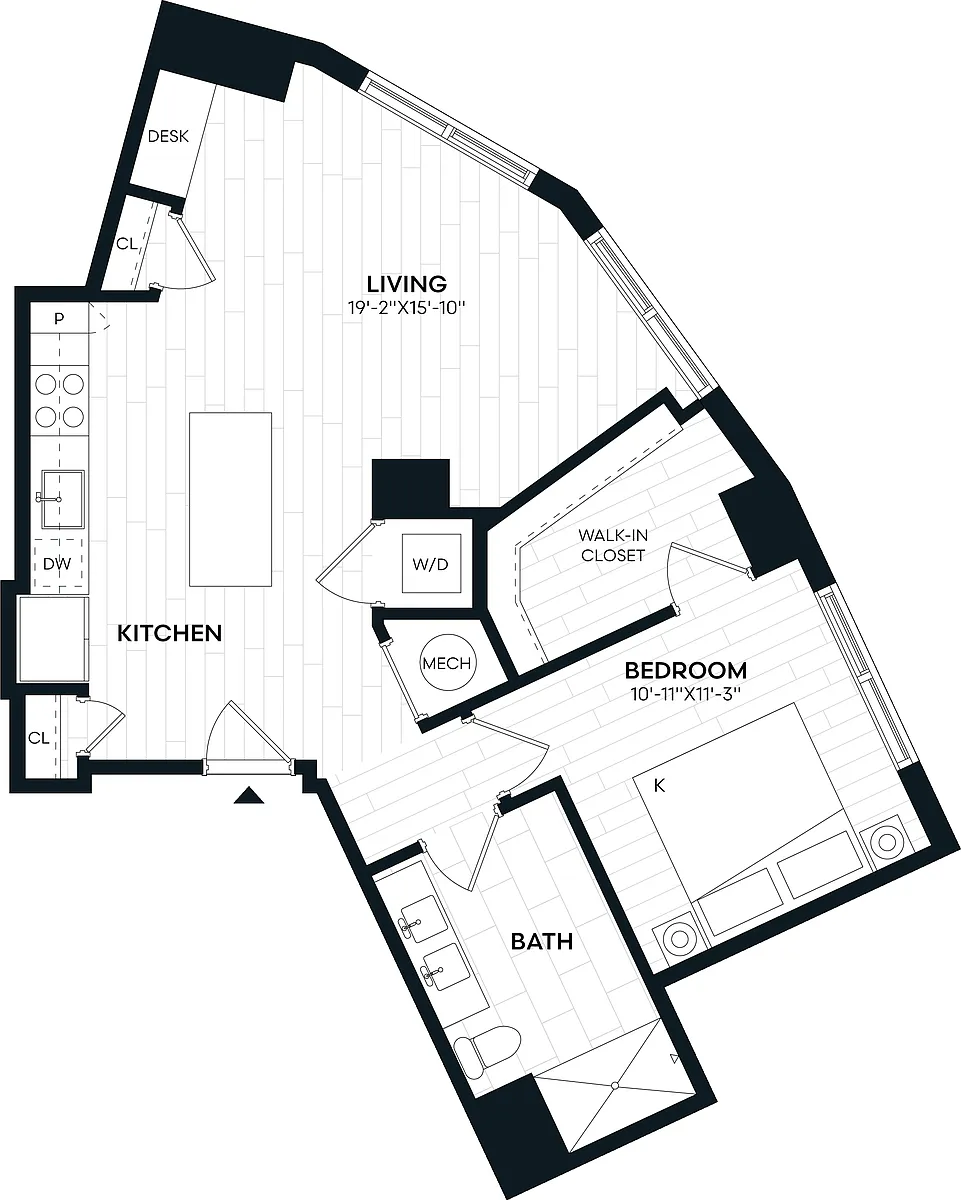 Floor plan 1 Bed/1 Bath-1F