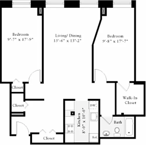 Floor plan The Lofts 2 Bedrooms Q
