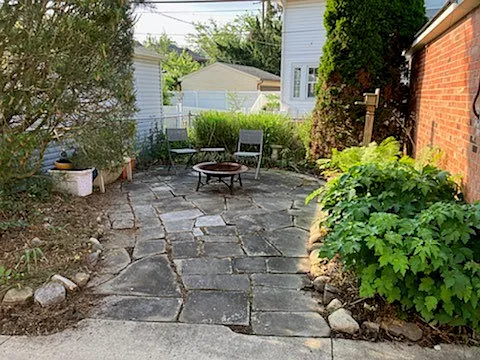 Rear sandstone patio