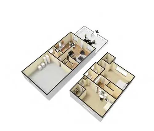 Floor plan 2 BD 2 5 BA