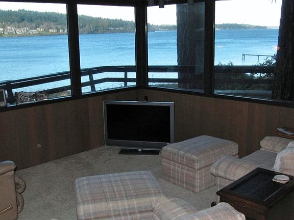 Main level living area has gorgeous waterview.