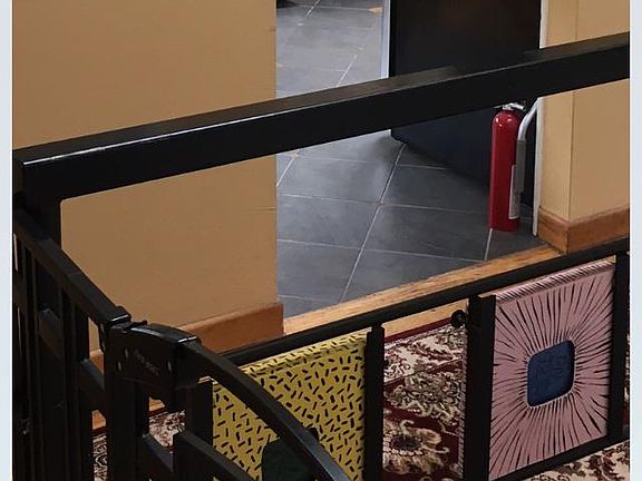 Hand made tiles in railing