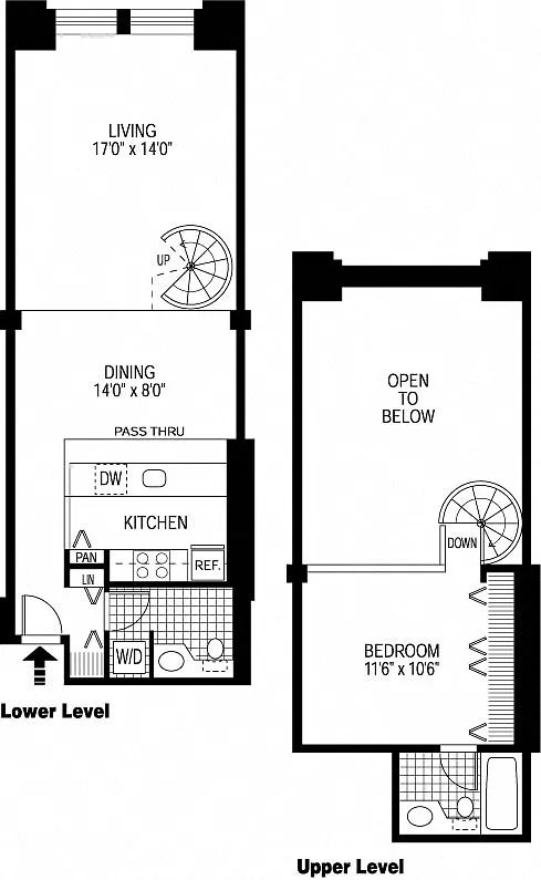 Floor plan 1 Bed 1.5 Bath - Loft