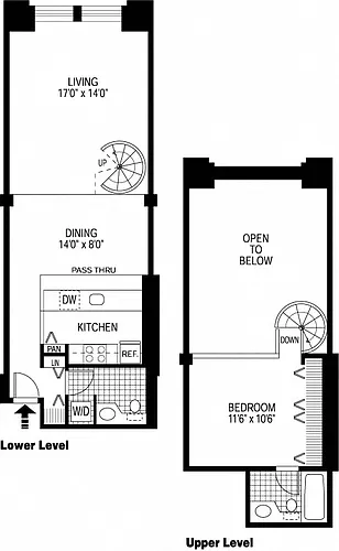 Floor plan 1 Bed 1.5 Bath - Loft