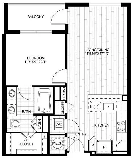 Floor plan 1 Bed/1 Bath-F_A02A