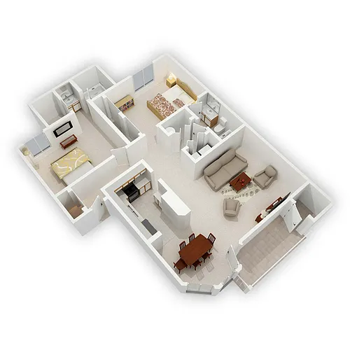 Floor plan 2 Bedroom Side by Side