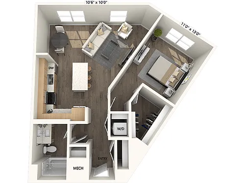 Floor plan A10-857sf-FinishIII