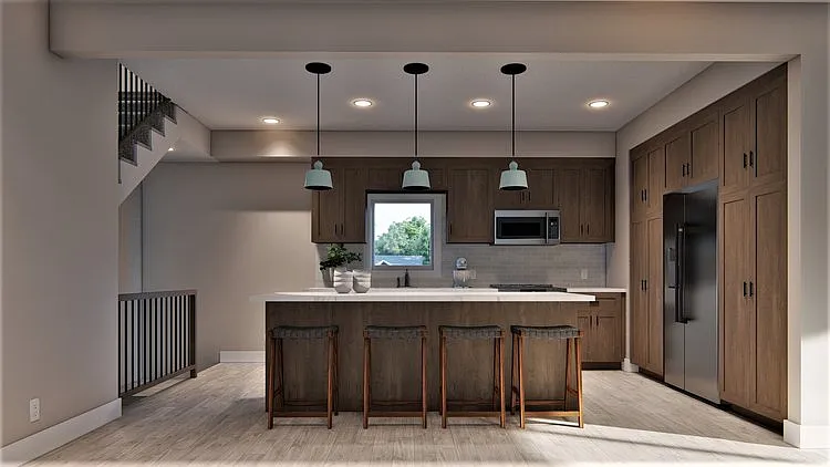 Kitchen rendering at Lyric Townhomes.