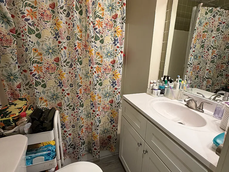 Bathroom with ventilation fan.