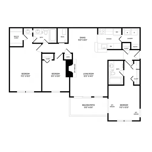 Floor plan 3 Bed/2 Bath-C1