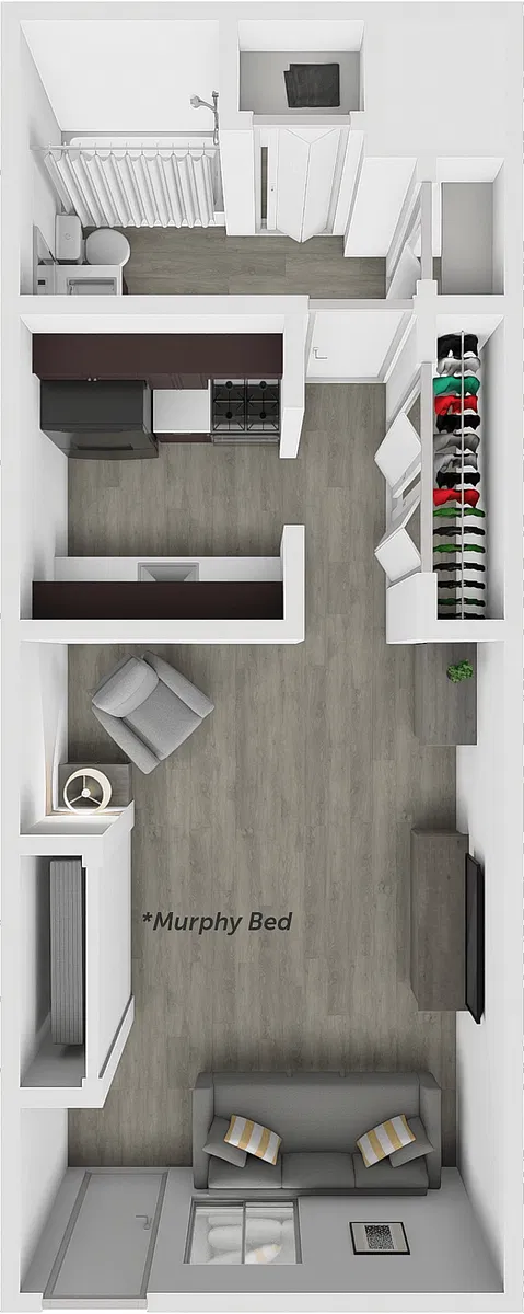 Floor plan Studio One Bath