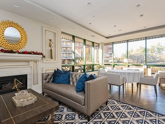 Recently renovated resident lounge offers residents a place to join in a card game or relax in front of the fireplace. Catering kitchen adjoins for private gatherings.