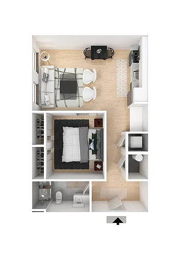 Floor plan Jr. 1 Bedroom-B2