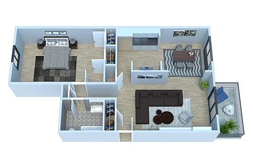 Floor plan One Bedroom Royal Crest