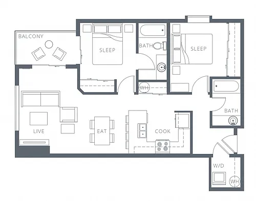 Floor plan Two Bedroom Two Bath