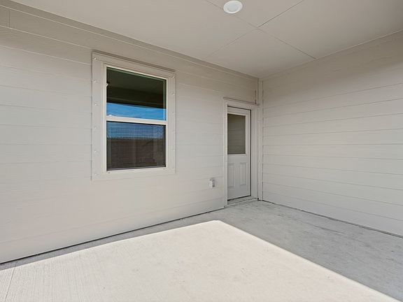 Covered patio in backyard