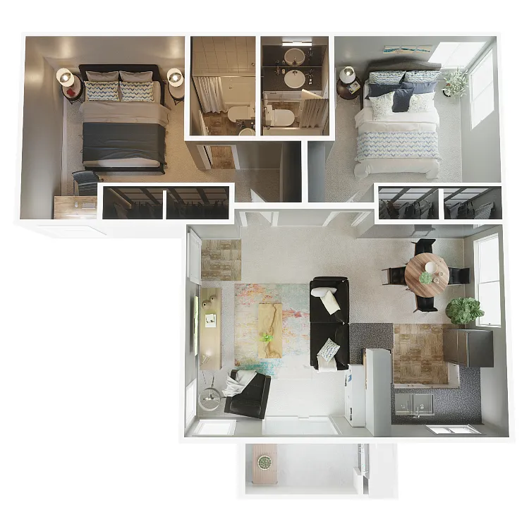 Floor plan 2 Bed 2 Bath B