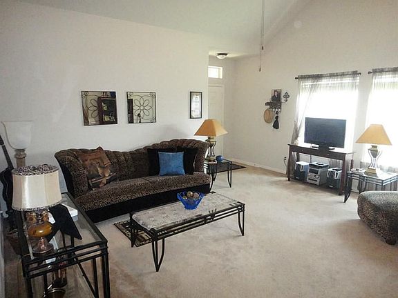 Large living room with high ceilings